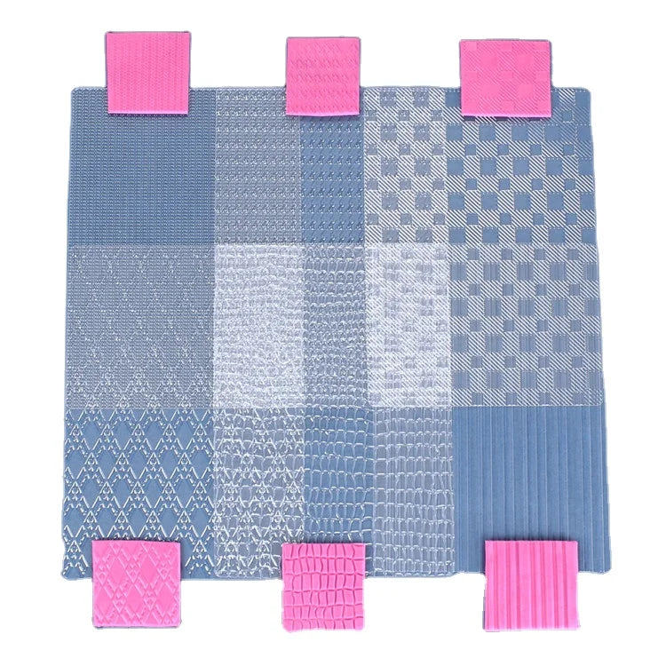 DIY Cake Mold 6pcs Checkered Satchel Striped 3D Embossing Mold Plastic Texture Flip Sugar Printing Mold