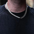 Fashion Retro Mens Pearl Necklace Women Half Pearl Half Chain Necklace Stainless Steel Silver Cuban Link Necklace Collar
