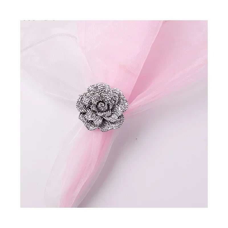 Wholesale Silver Rose Flower Napkin Buckle