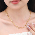Chris April Fashion 18k Gold Plated Stainless Steel Link Chain Choker Necklace for Women