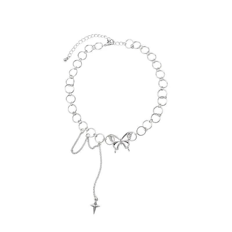 AA00829 Fashion Short Necklace Geometric Collar Jewelry Butterfly Choker Necklace for Women