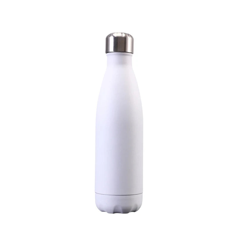 Rubberized Soft-Touch Coated 304 Stainless Steel Vacuum Insulated 500ml Sport Camping Cola Water Bottle with Leakproof Lid