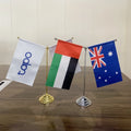 Wholesale Custom Double Stainless Steel Pole Desk Stand with Stand Base for Advertisement Campaign Decoration