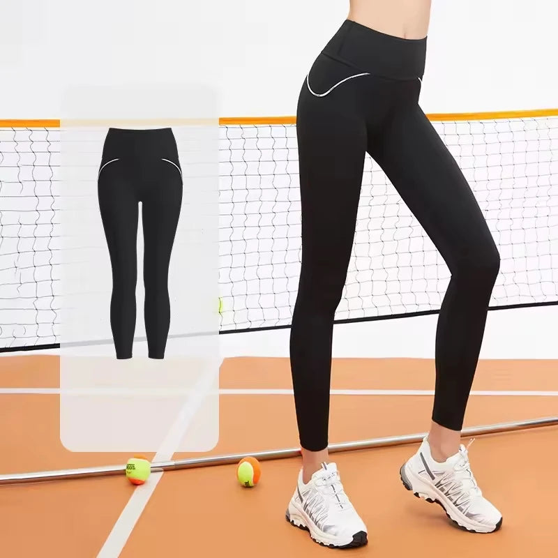 Women's XXL High-Stretch Gym Tights Breathable Belly Tucked Yoga Pants Elastic Waist Closure Solid Mid-Waist Hip Lifting Feature