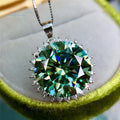 Silver 925 Original 15 Carat Brilliant Cut Diamond Test Past Shiny Green Moissanite Wedding Pendant Necklace Women Fine Jewelry