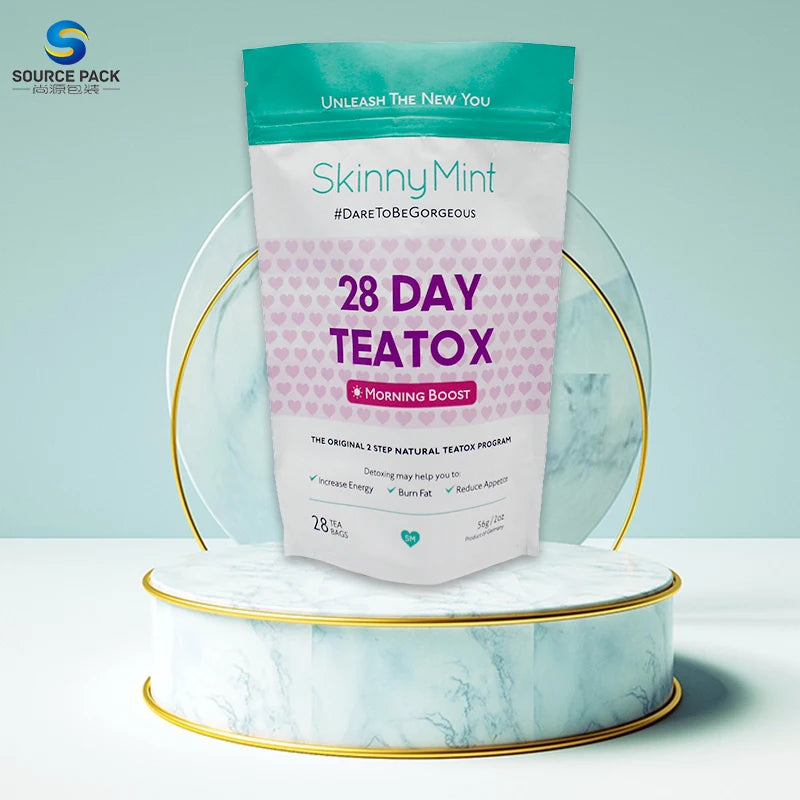 Custom Laminated Material Empty Green Tea Leaf Powder Stand up Bags Pouches Package for Tea Packaging