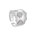 Fashion White Zircon Ring 925 Sterling Silver 925 Jewellery Clover Design Rhodium Plated Adjustable Silver Ring for Woman