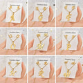 Gold Plated Jewelry Stainless Steel Pendant Necklace Stud Earrings Letter Jewelry Set for Women Girls