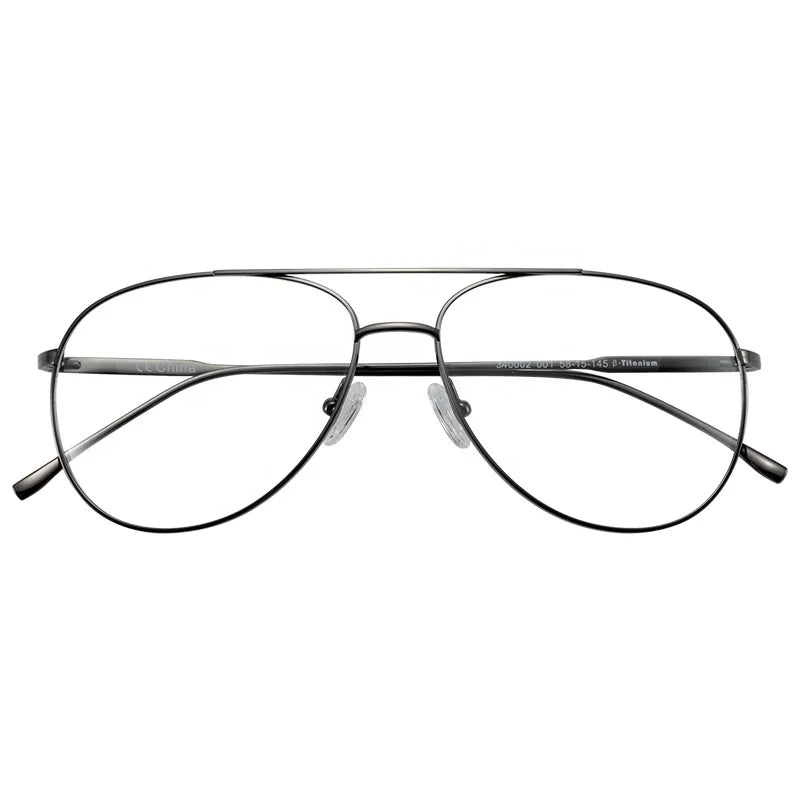 2023 New Look Titanium Optical Frames with Resin Lenses Men's Gentleman Pilot Style Metal Male