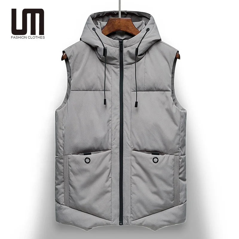 Liu Ming Custom Your Logo 2025 Wholesale Zipper Warm Vest Casual Hoodie Sleeveless Jacket Winter Waistcoats for Men