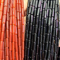 AB0859 Red Black Agate Onyx Tube Cylinder Column Beads