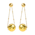 Statement Long Bead Chain Geometric Dangling Earrings Gold Plated Round Ball Dangle Earrings for Women
