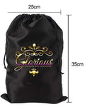 Custom Satin Wig Bag Satin Hair and Silk Bonnet Custom with logo Silk Hair Package Bag and Elastic Band for Forntal Wig