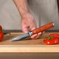 Ready to Ship 3.5 Inch Damascus Hardness 62 Paring Tomato Kitchen Knife with Red Wood Ergonomic Handle