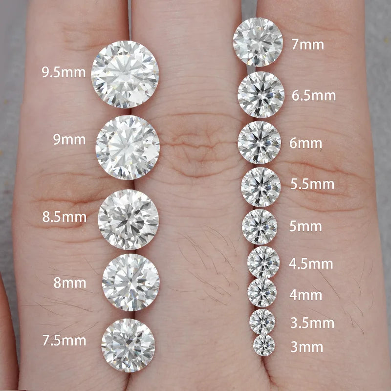 Starsgem Moissnaite 5mm 6.5mm 8mm 9mm  D White  VVS Stone Mossanite Diamante Jewelry Moissanite Diamond Loose Moissanite