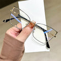 Advanced Unisex Anti Blue Light Computer Eyewear Blue Film Optical Ocular Large Metal Cat Eye Prescription Myopia Glasses Frame