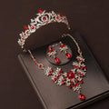 Red Diamond Crown Bridal Headwear Wedding Dress Three Piece Set Wedding Hair Accessories Grand and Luxury Crown