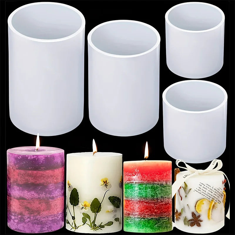 Cylinder Candle Mold Silicone Pillar Candle Mounds Epoxy Resin Molds