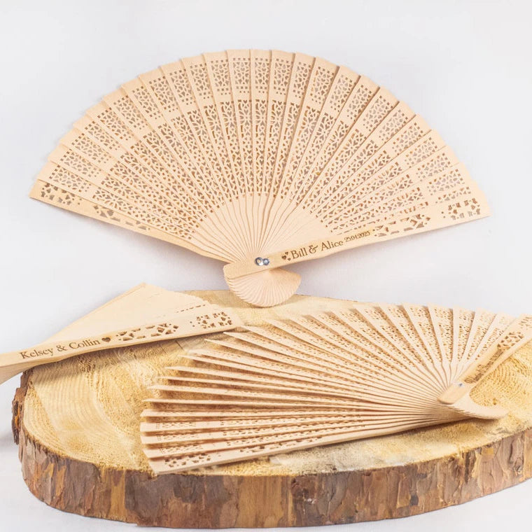 Wholesale Engraved Names Bamboo Hand Fan Wedding Gift Favor Wooden Fan Wedding Party Decoration