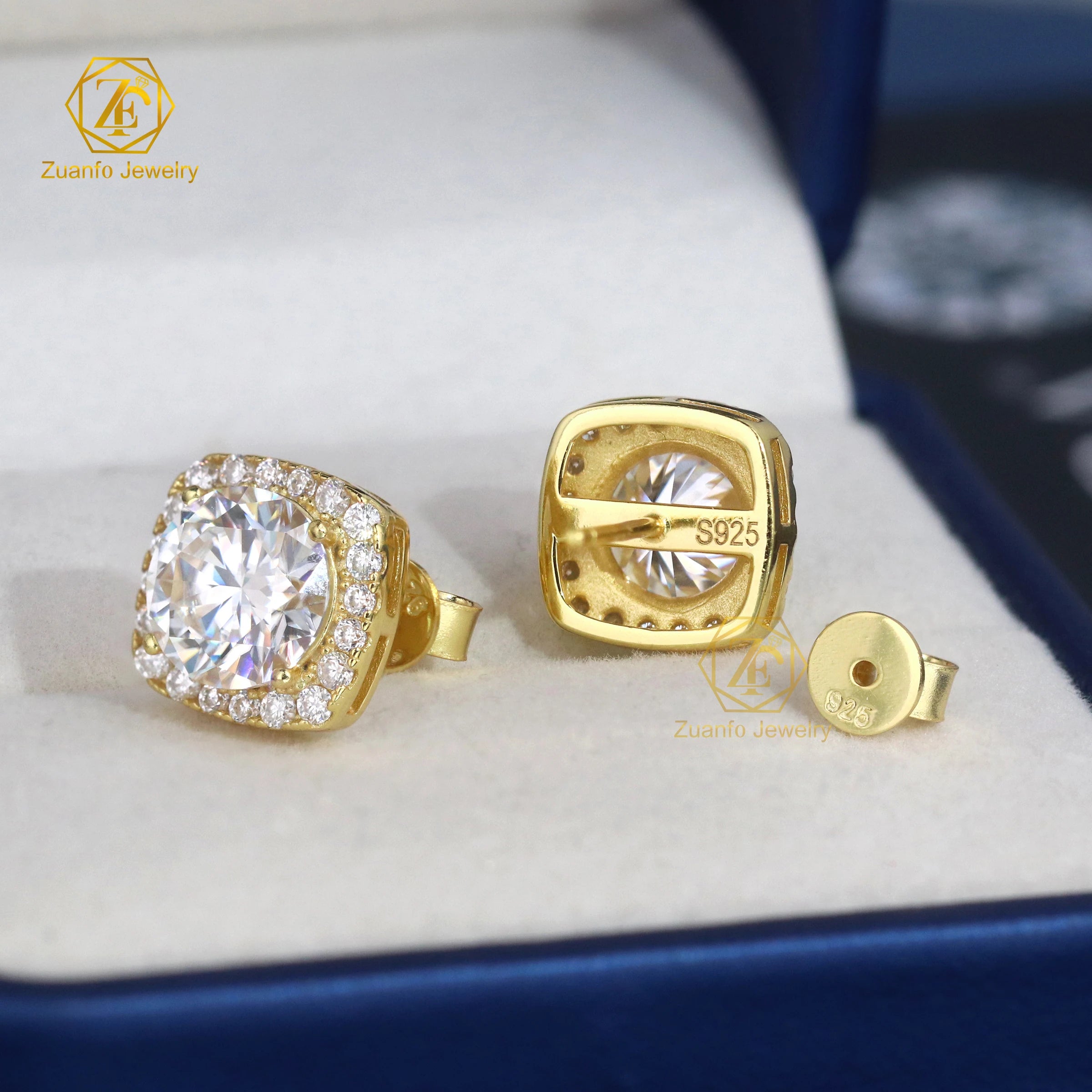 Women Earring 100% 925 Fine Silver 6.5mm 8mm D Moissanite butterfly Back Flower Cluster Halo Diamond Earrings GRA Certificate