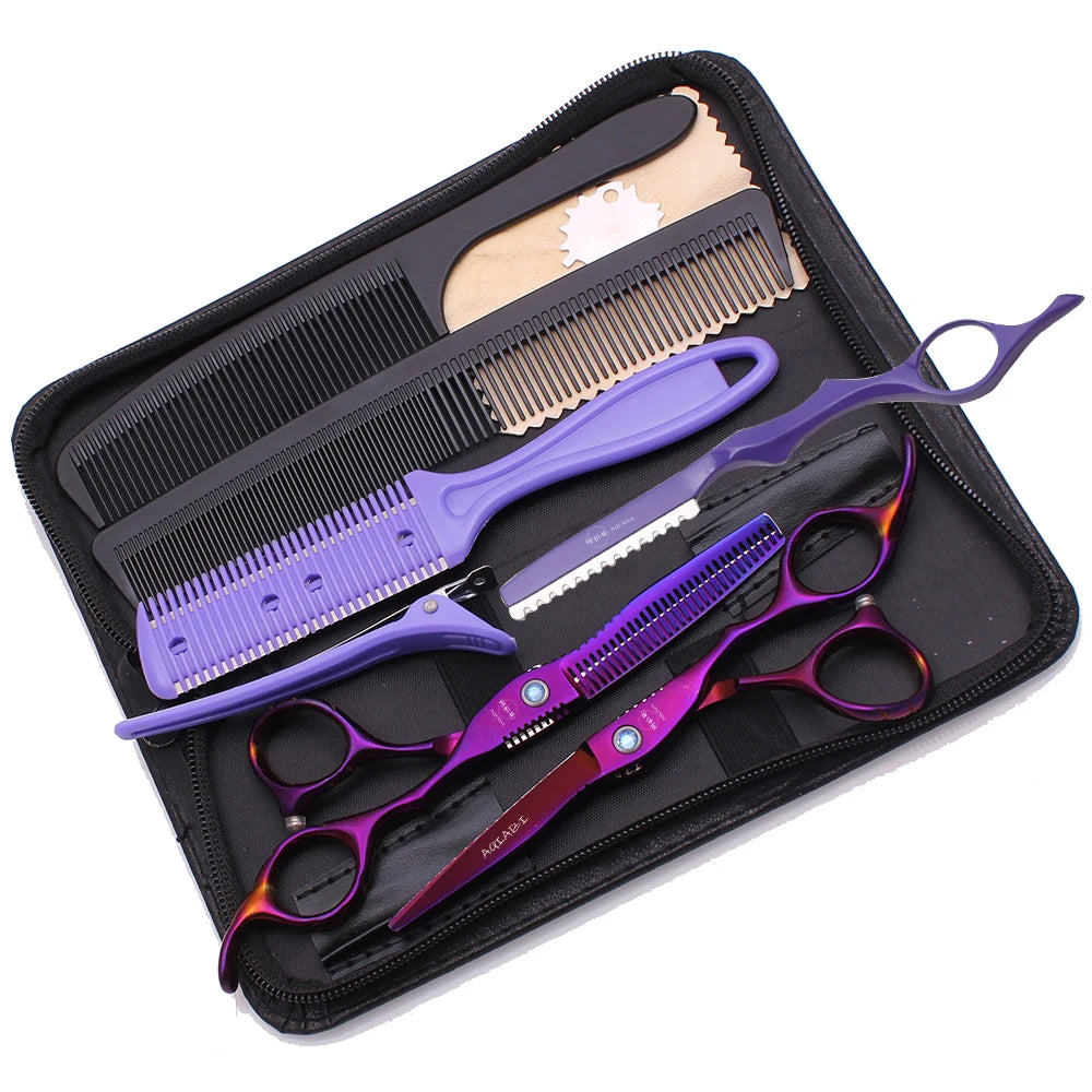 AQIABI Japan Professional Barber Thinning Shears 6'' Stainless Steel Hair Cutting Scissors Beauty Scissors A1011 Sharp Blade Tip