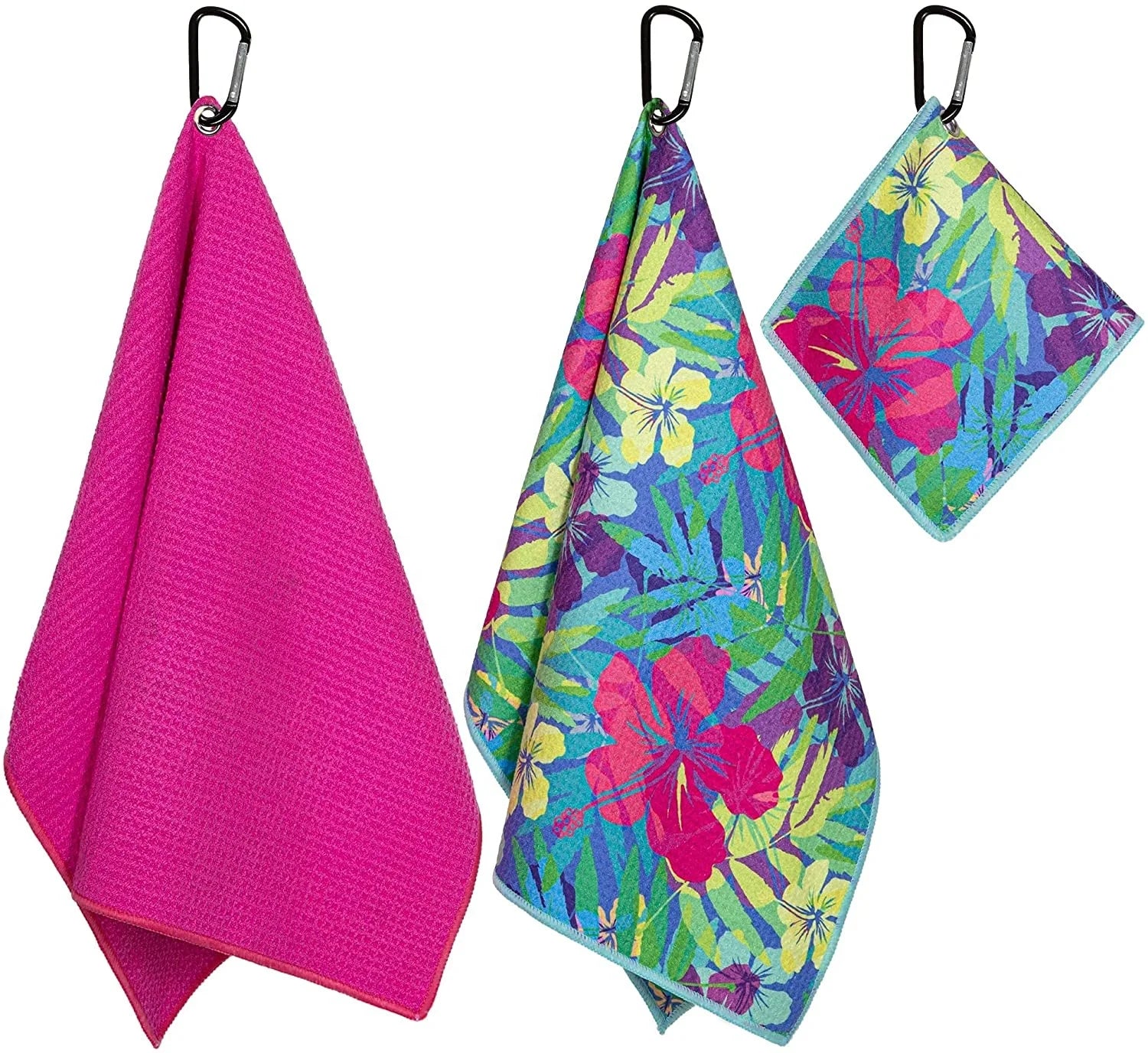 Custom Microfiber Personalised Magnetic Metal Clip Microfiber Waffle Sublimation Golf Towel With Carabiner for Sublimation