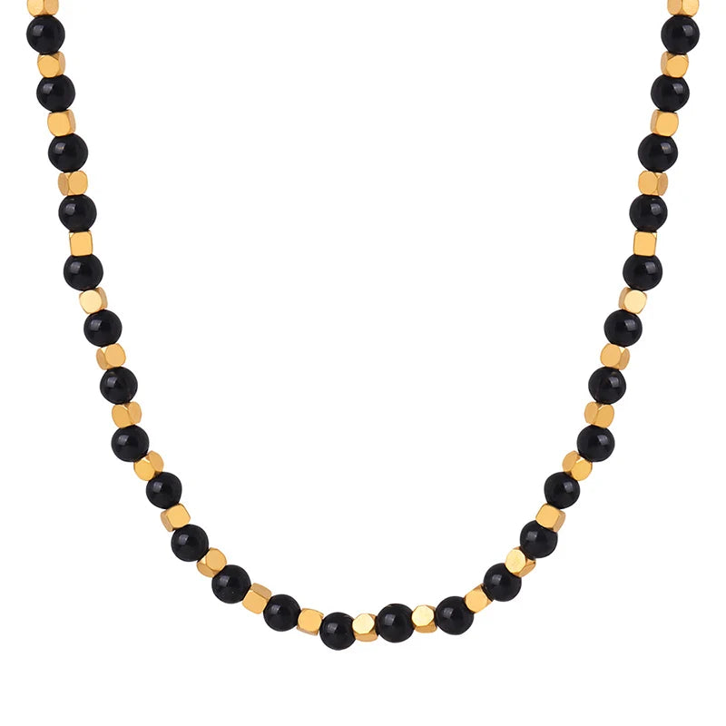 Custom Design Fashion Brand Beads Stainless Steel Chains Gold Plated Jewelry Necklace for Women
