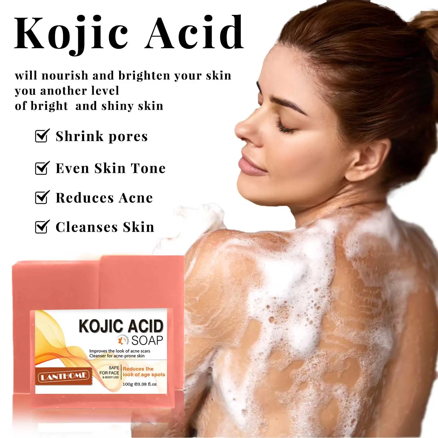 Private Label Natural Organic Kojic Acid Skin Whitening Brightening Soap Reduces Acne Scars