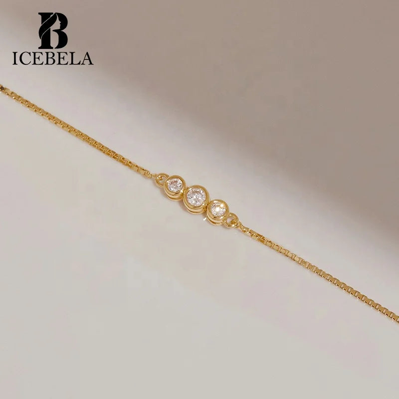 Wholesale Korean Minimalist 925 Sterling Silver Mini Graduated Lab Grown Diamond Bezel Fine Jewelry Zircon Bracelet for Women