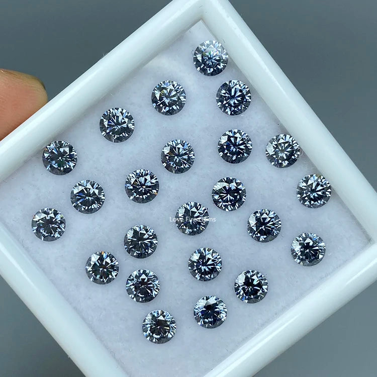 Best Quality 5mm 5.5mm Grey Color Gra Moissanite Diamond Price Per Carat Round Cut Loose Moissanite