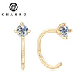 New Design S925 Silver 3.5mm 0.20ct Moissanite Trendy Four-prong Half Hoop Huggie Earrings for Women