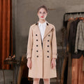 Women's Custom New Design Trench Coat Autumn and Winter Breathable Long Coat with Double Breasted Closure
