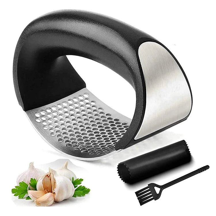 Kitchen Gadgets Garlic Chopper Stainless Steel Garlic Mincer Crusher Garlic Press Rocker with Ergonomic Handle
