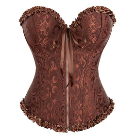 Best Price 12 Plastic Bone Brown Overbust Corset Sexy Lady Body Shapewear Shaper Bustier