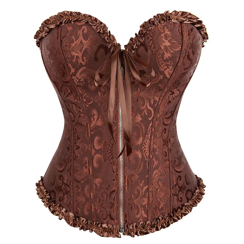 Best Price 12 Plastic Bone Brown Overbust Corset Sexy Lady Body Shapewear Shaper Bustier