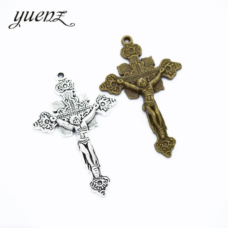 YuenZ Antique silver color cross Charms Pendant Jewelry Metal Alloy DIY Jewelry Marking 48*31mm T99