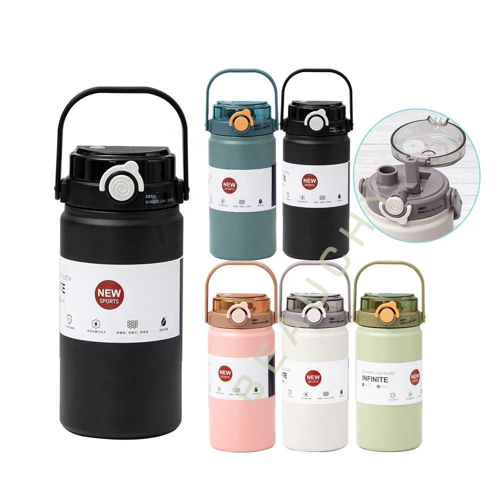 Beauchy 40oz 1.2 Liter Vacuum Flasks Water Cup Sport 316 Stainless Steel Hot Cold Water Bottle with Double Drinking Lid