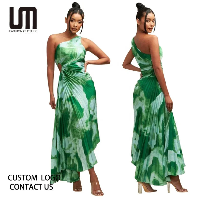 Liu Ming 2023 Hot Products Summer Sexy Elegant Sleeveless Pleated Long Party Evening Dress for Women