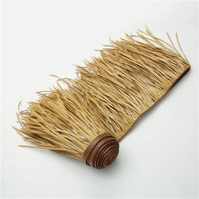 Cheap Synthetic Resin Palm Straw Thatch Heat Resistant Plain Roof Tiles for Beach Umbrella and Cottage Cover