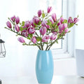 O-X385 Wholesale Hand Feel Moisturized magnolia Flower Real Touch 3D Print Latex White magnolia Stem for Home Wedding Decoration