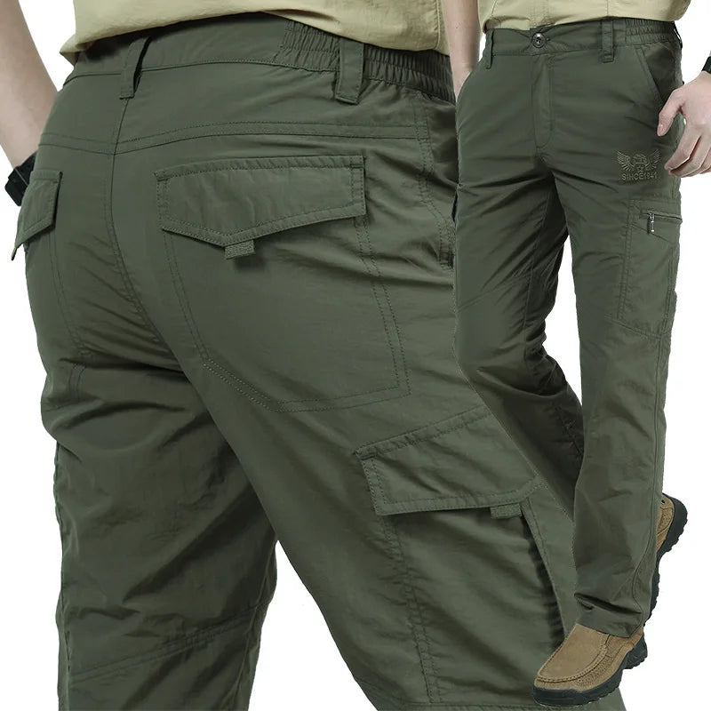 Summer Outdoor Thin Quick-dry Long Pants Men Loose Large Size Multi-pocket Work Pants