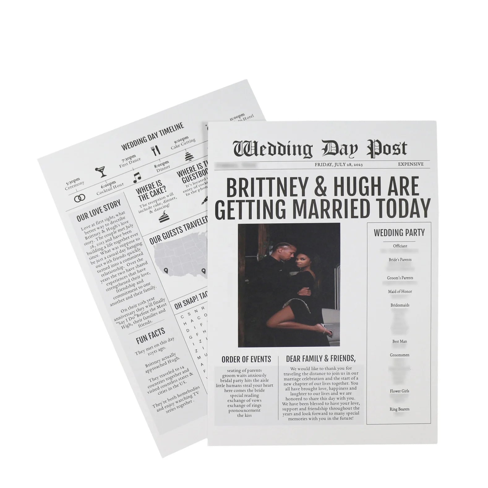 Wedding Stationary DIY Papercraft Wedding Newspaper Wedding Programs