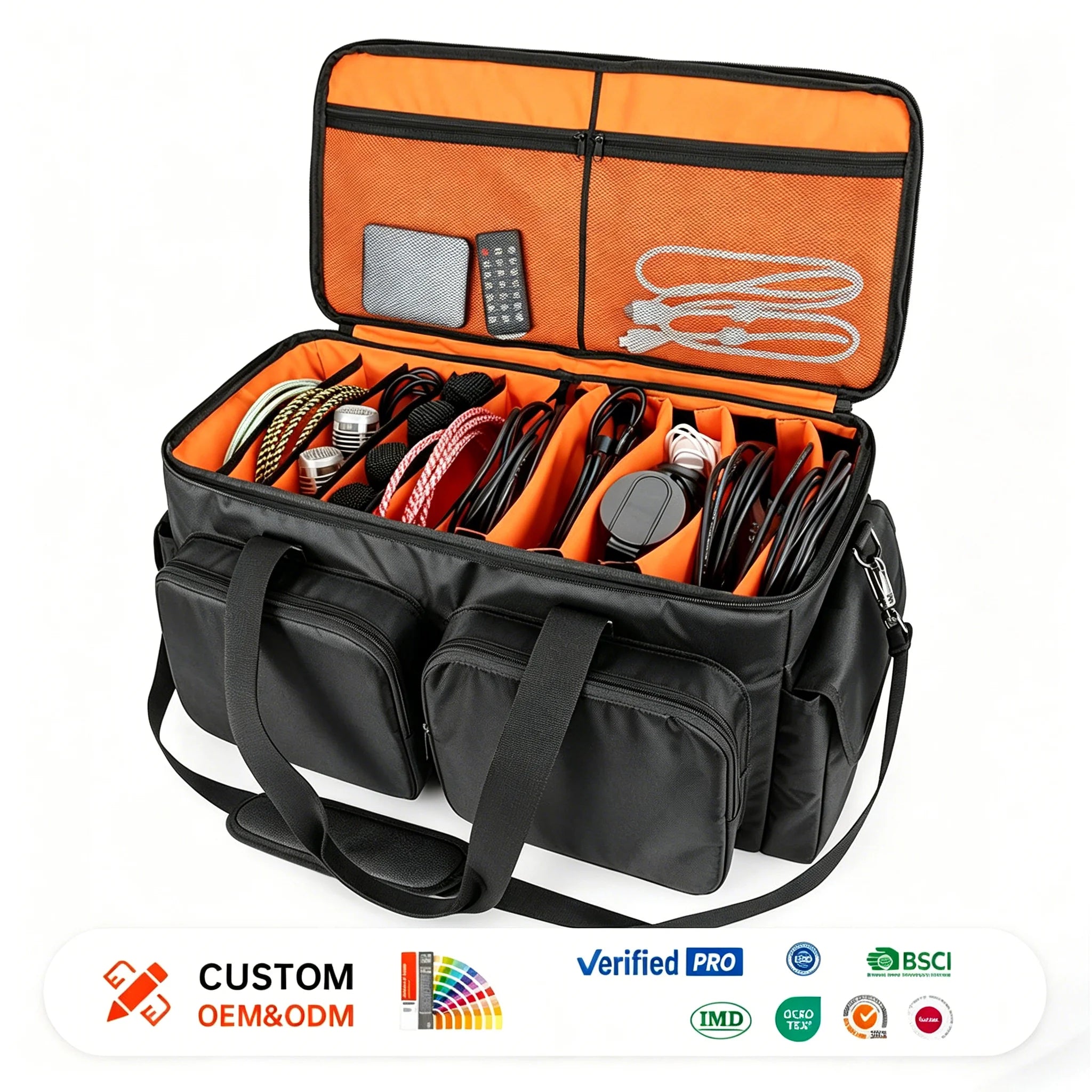 Factory Custom Professional Travel Gig File Bag for DJ Cable Gear Musical Instruments Polyester Material Custom Colors Logo