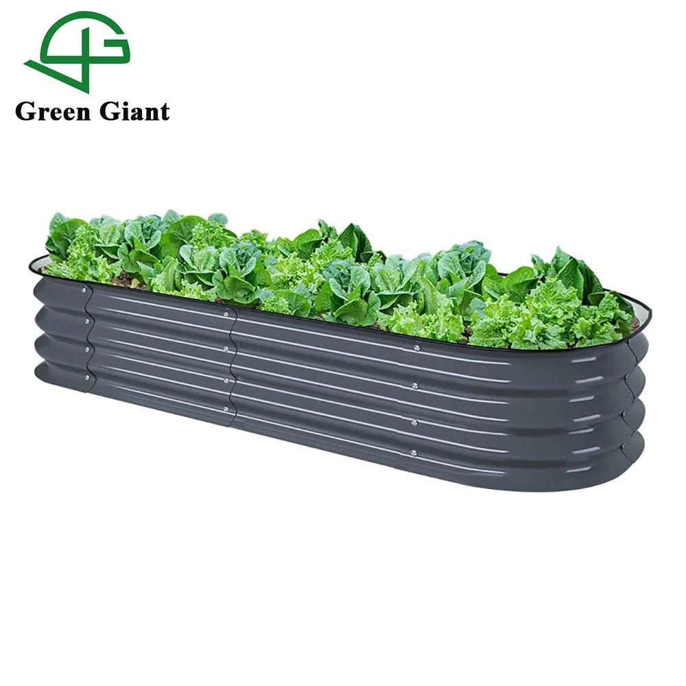 11''Tall 4 in 1 Large Modern Design Galvanized Metal Elevated Raised Garden Bed Outdoor Aluzinc Coated With Flower Pot