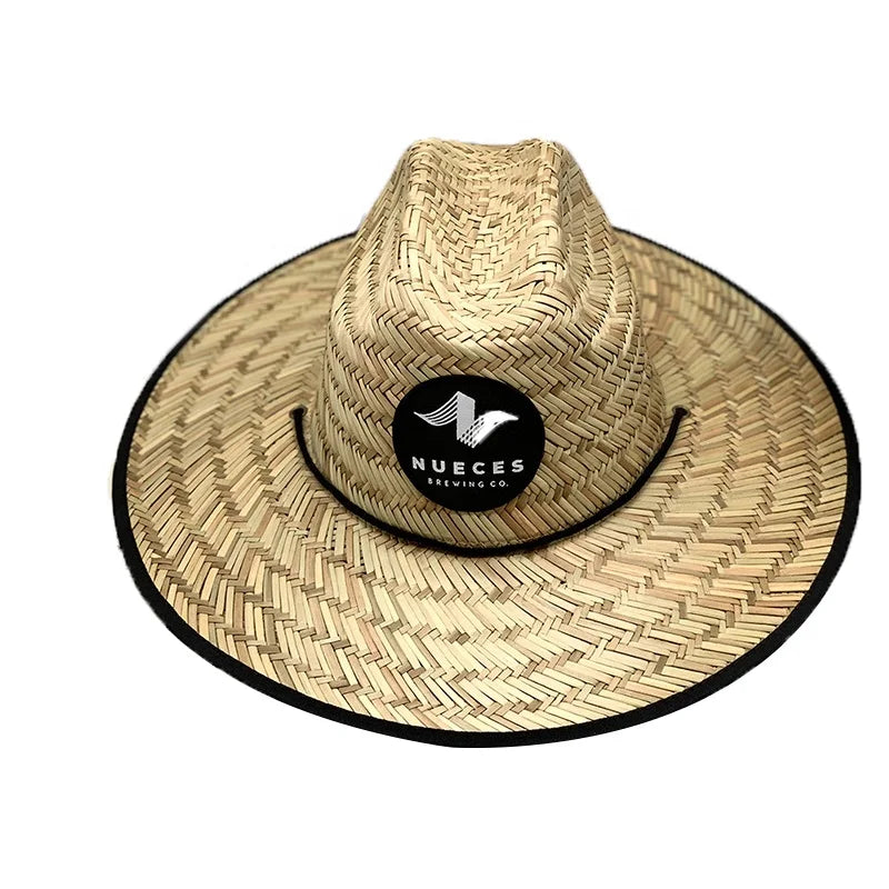 Outdoor Natural Grass Wide Brim Panama Hats Hollow Straw Lifeguard Hat
