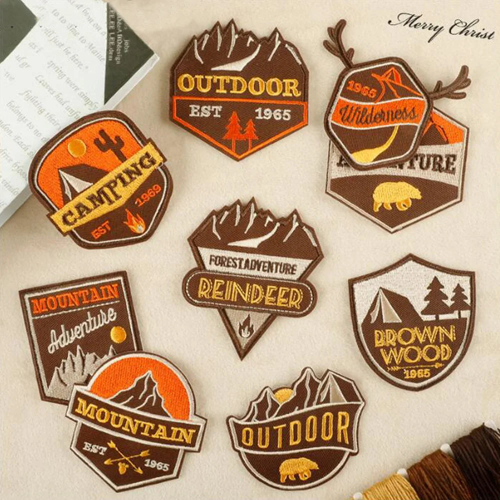New Arrival Camping Embroidered Patches Wholesale Custom Tshirt Cloth Applique Scenery Outdoor Desert Retro Embroidery Patch