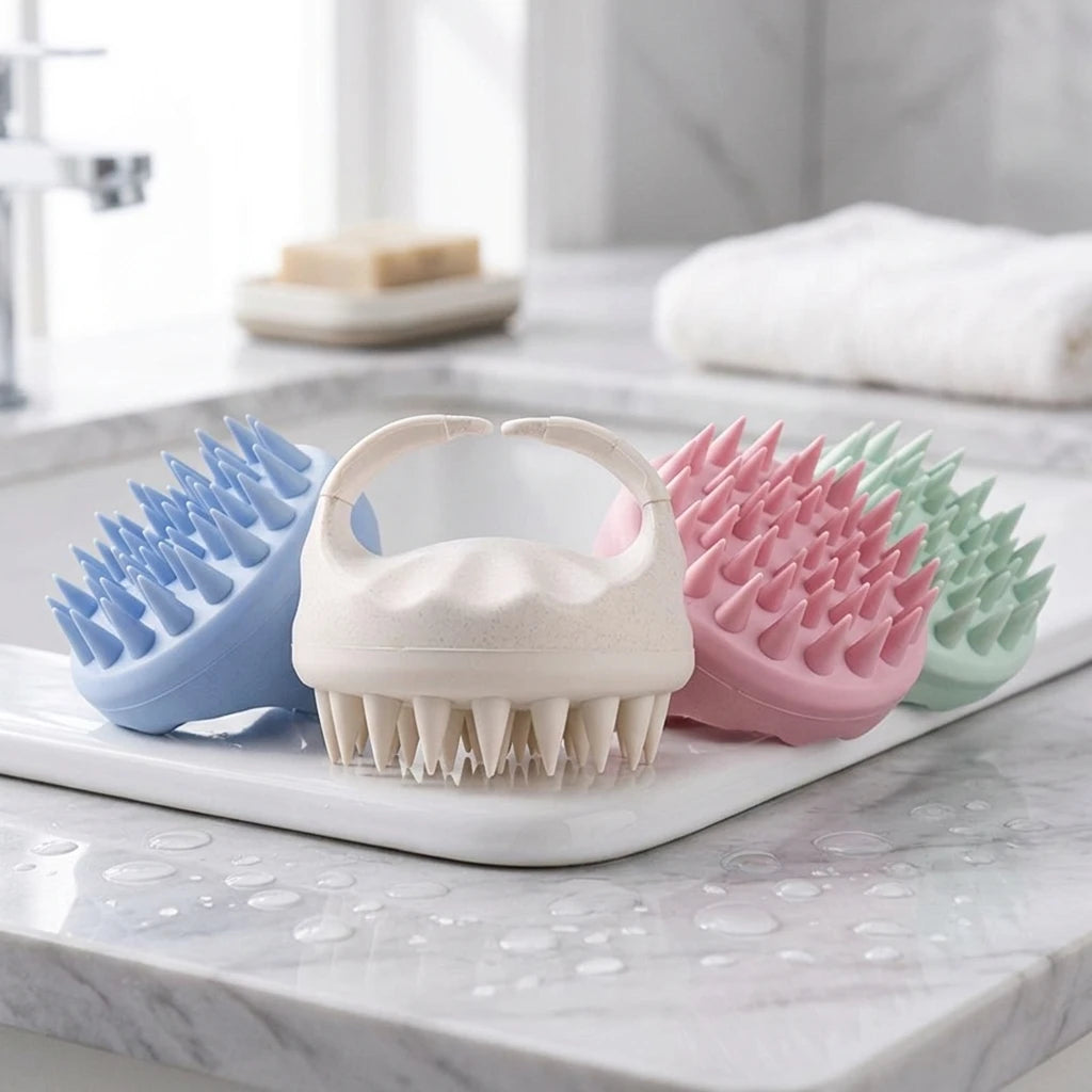 Scalp Exfoliator Scalp Massager Shampoo Brush Wet Dry Hair Brush Scalp Scrubber with Soft Silicone Bristles