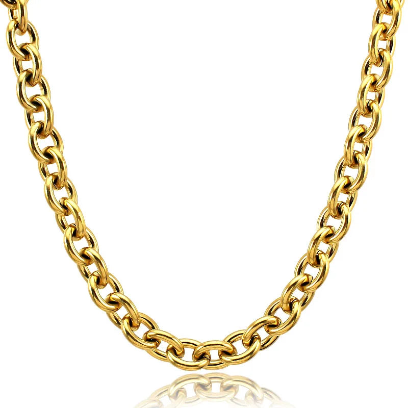 Hot New Arrival Stainless Steel Round Chain Link Choker Necklace Women Men Gold Plated Link Chain Necklaces