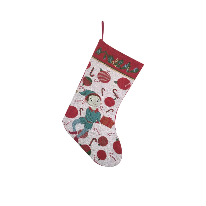 Factory Custom Direct Selling Drawing Christmas Stocking Craft Yellow Christmas Stocking 40% Cotton 60% Polyester
