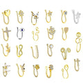 Wholesale Gold Non-Pierced Fake Nose Ring Zinc Alloy Adjustable Nose Cuff Clip on Body Jewelry Heart Star Butterfly Designs